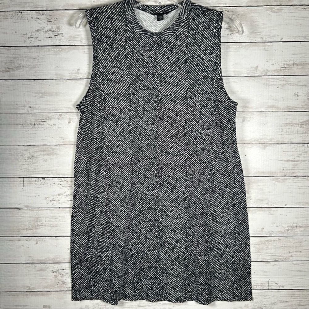 J. Jill Wearever Sleeveless A-Line Black White Jersey Knit Dress Size M Petite